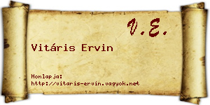 Vitáris Ervin névjegykártya