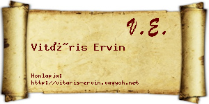 Vitáris Ervin névjegykártya